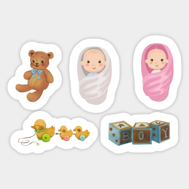 Baby Shower Stickers or Envelopes and Scrapbooking Sticker by julyperson